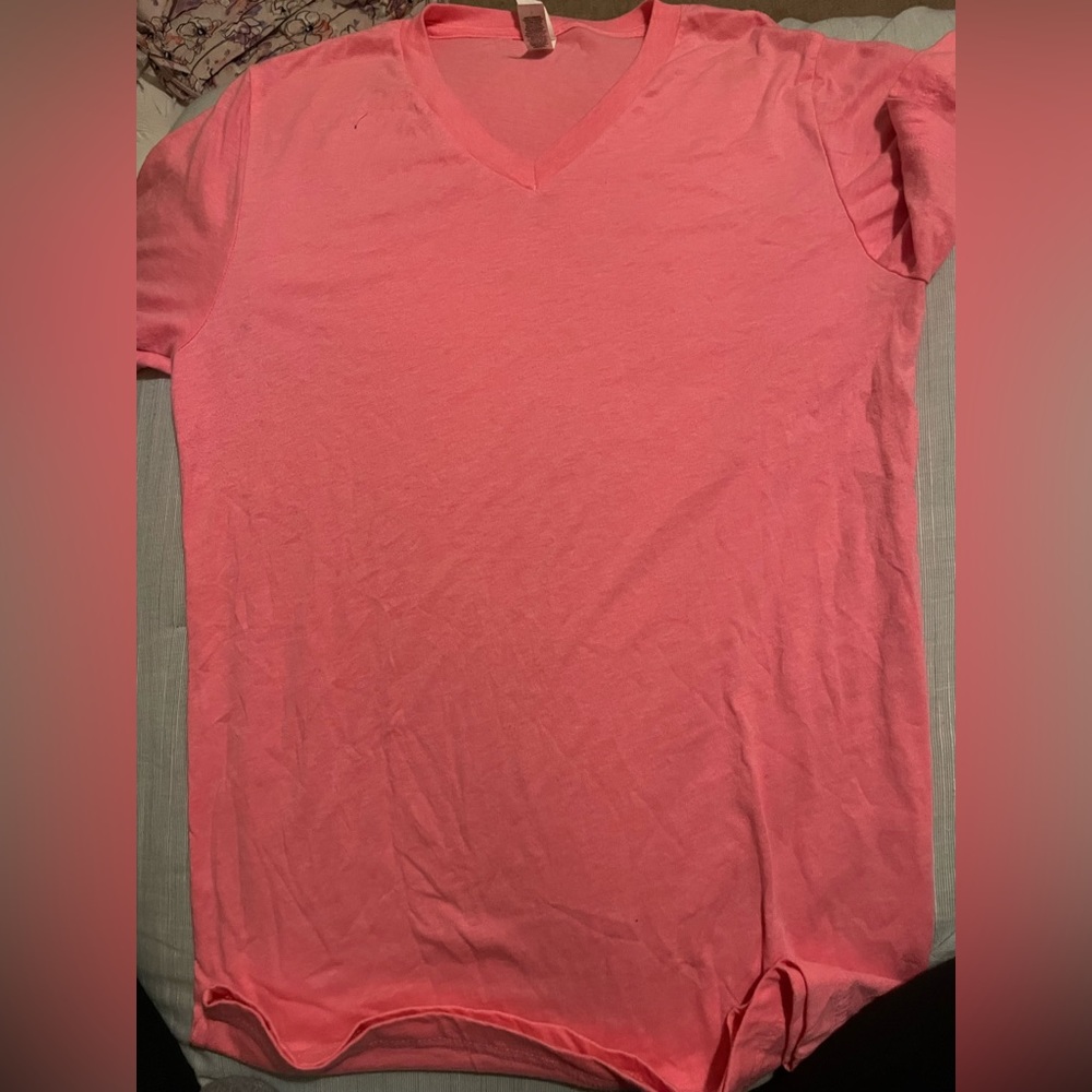 pink v-neck shirt, worn once
